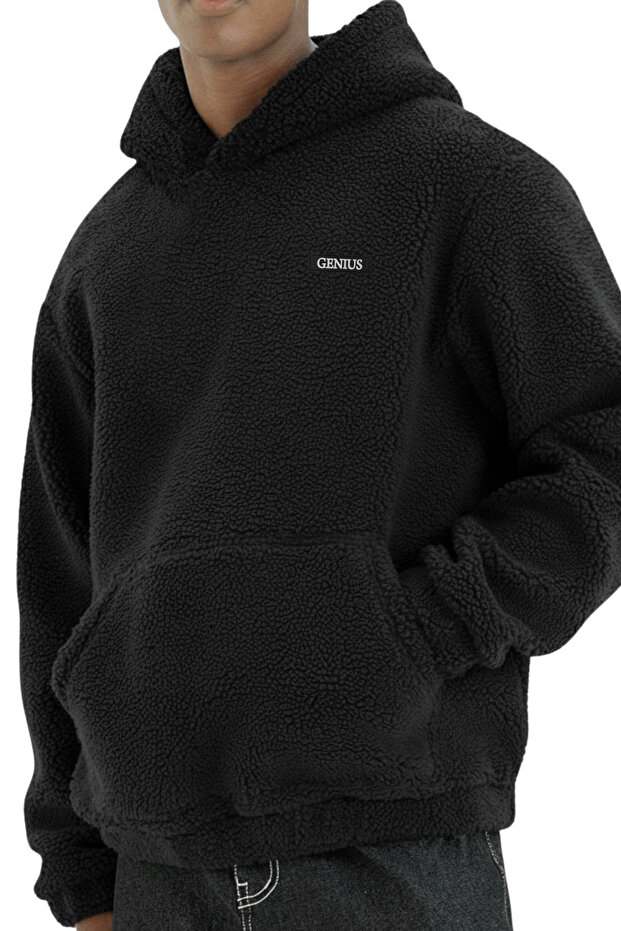 Men's Hooded Polar Sherpa Lamb Fabric Inside İ Fleece-Lined Hooded Sweatshirt Sherpa-Kap