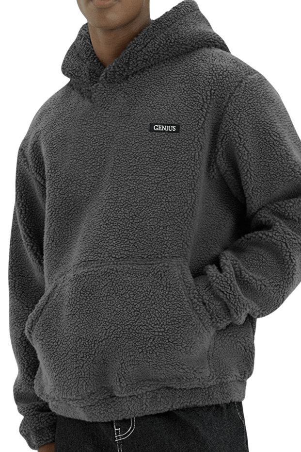 Men's Hooded Polar Sherpa Lamb Fabric Inside İ Fleece-Lined Hooded Sweatshirt Sherpa-Kap