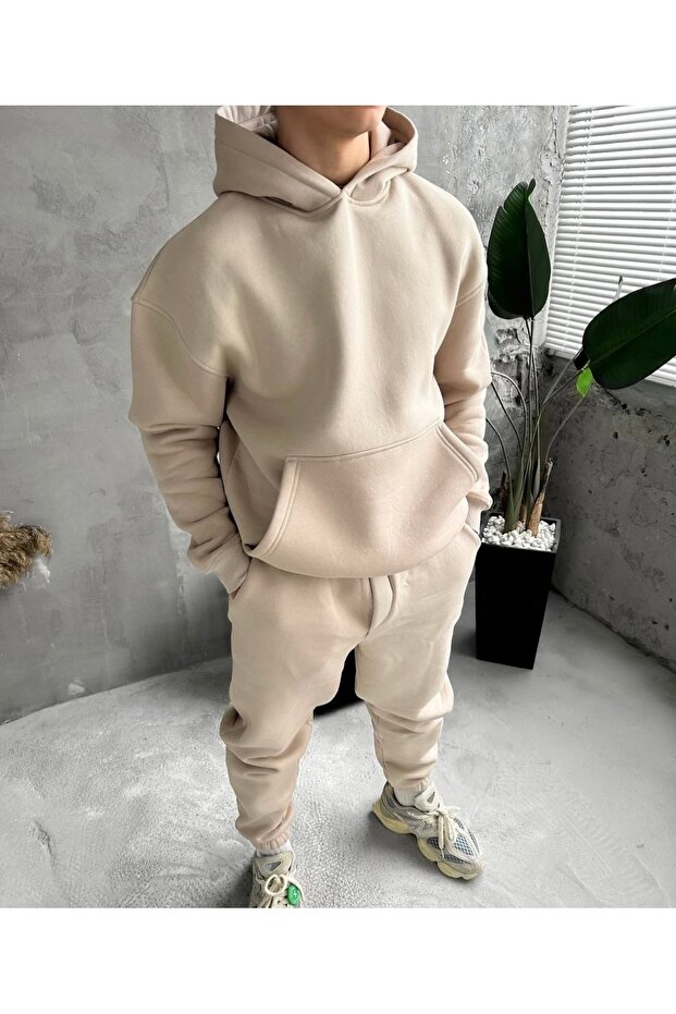Three Thread Compact Hooded Inside Cotton Premium O Oversized Tracksuit Set