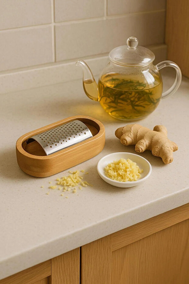 Grater with Bamboo Bowl Stainless Steel Quality Cheese Fruit Vegetable Grater Kitchen Presentation Natural Healthy