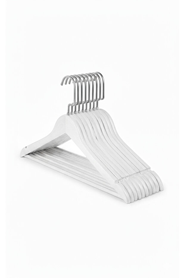 Wooden Hanger for Clothes and Shirts, 24 Pieces Premium (Special American Hook) - Silver