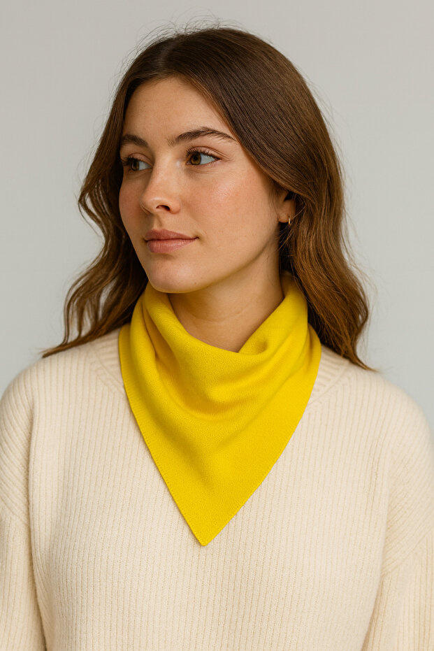 Tek Renk Triko Fular - 2