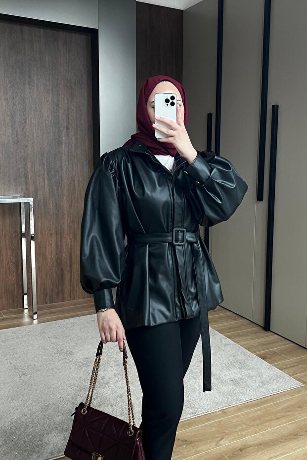 Deri Ceket 1132 Siyah - 4