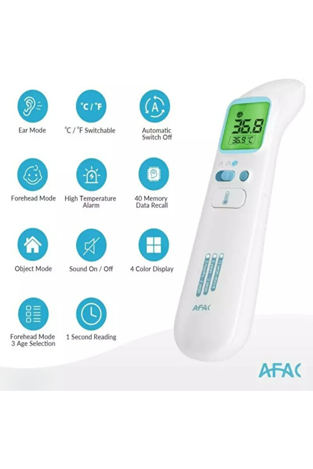 Thermometer for adults and children, non-contact, dual mode forehead - ear with infrared, LCD display - 2