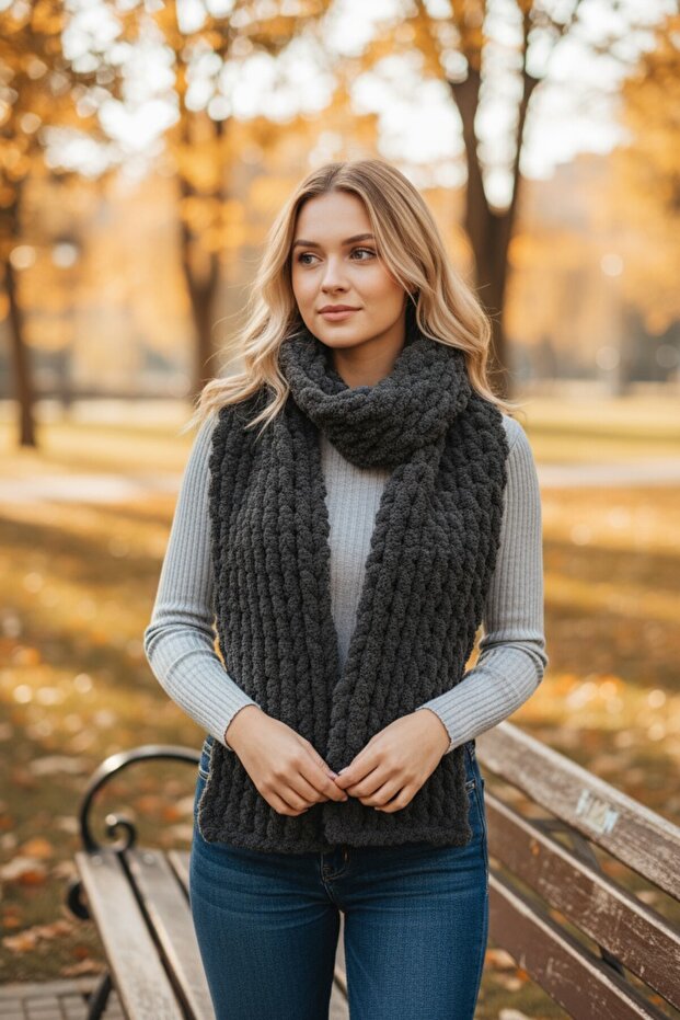 Alize Hand Knitted Puffy Scarf | Cold and Windproof | Does Not Irritate the Skin, Soft Unisex Scarf