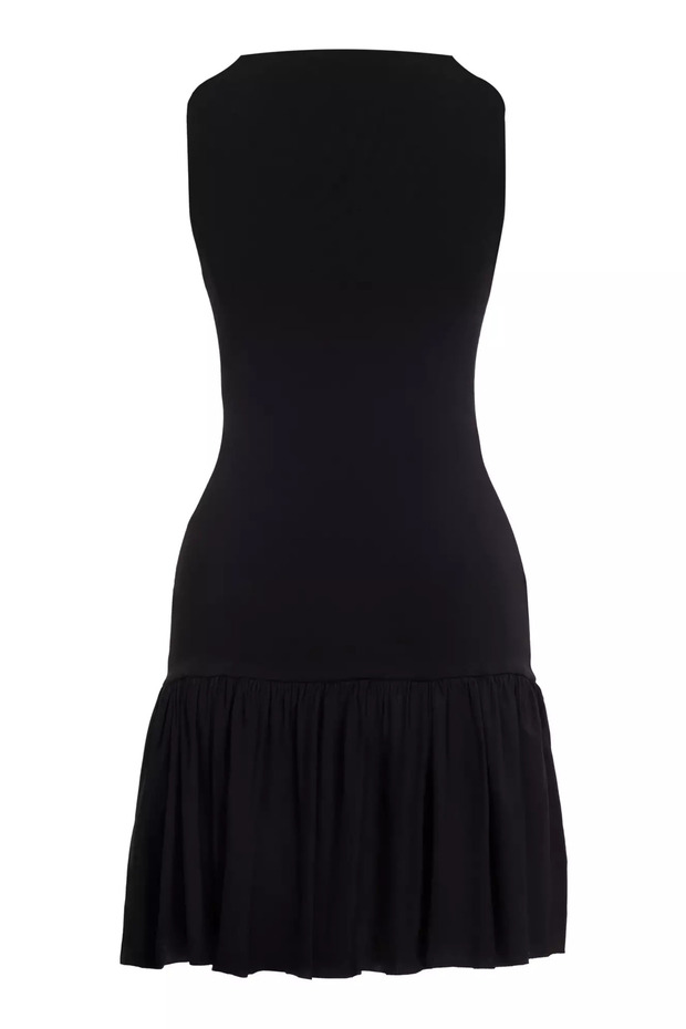 Siyah örme Kolsuz Kısa Elbise - 2