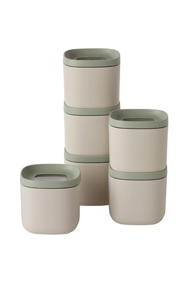 Berghoff Balance 6Pc Small Food Containers 2.7" x2.7" x 2.6", 0.17qt., Square, Recycled Material, S - 1