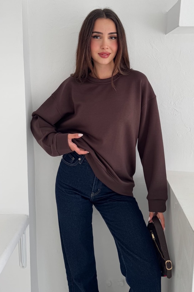 سترة أساسية من قماش المودال البني - 6