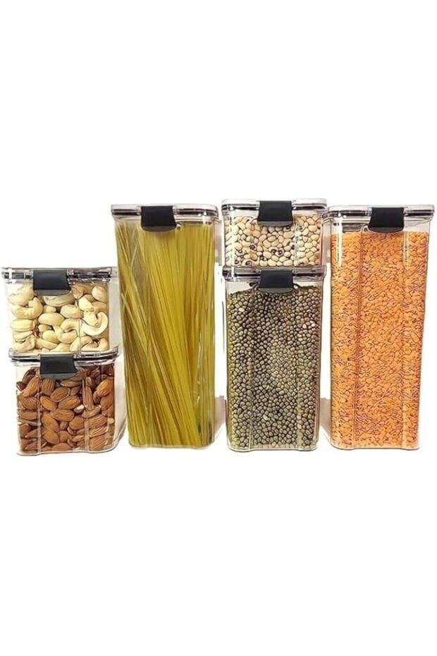 Airtight Food Storage Containers Set(2 x 1800ml,1300ml,950ml,700ml &460ml)6 PCS Airtight Stackable - 1