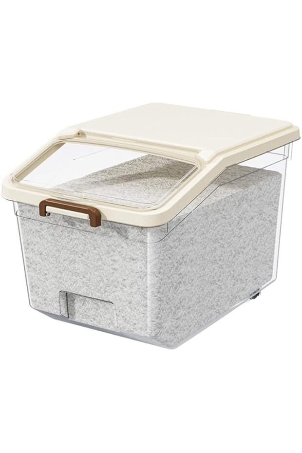 Rice Storage Box with Lid,Food Container with Measuring Cup,For Cereal, Grains, Pasta & More,Cereal - 1