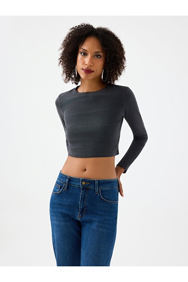 Slim Crop Fit Kadın Bluz U.kol - 1