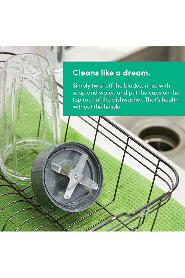 خلاط متعدد الوظائف عالي السرعة، 600 واط، 9 قطع، مستخلص مغذيات، رمادي (NBR-1212M) - 7