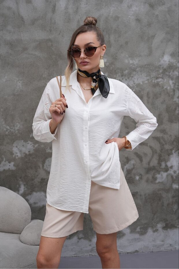 Embroidered Sleeves Lilyum Fabric Shirt