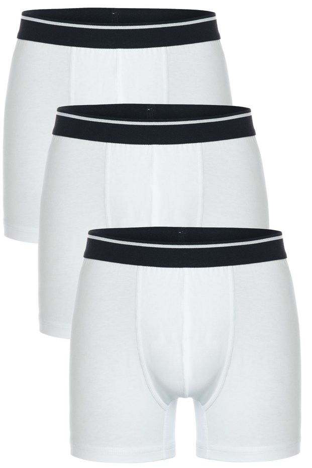 Men's 3-Piece Cotton Stretch Fabric White Colored Boxer Set 4147