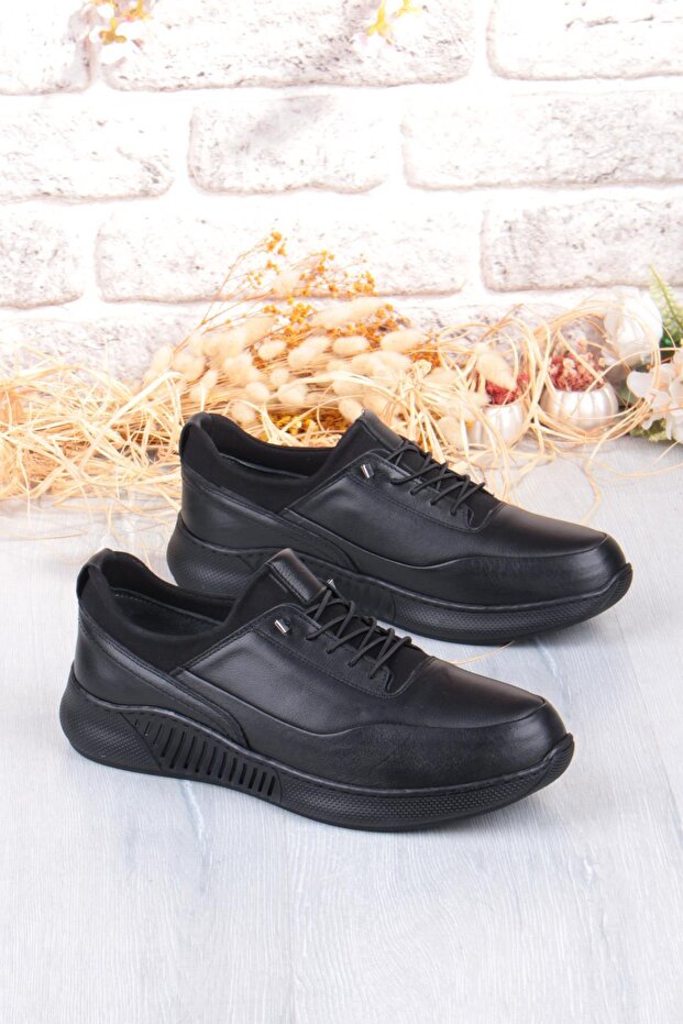 42860 Face Lightweight Comfortable Rubber Laced Genuine Leather Men's Shoes