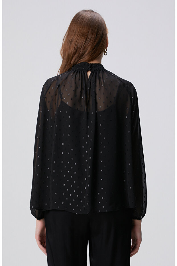 Siyah Desenli Bluz - 5