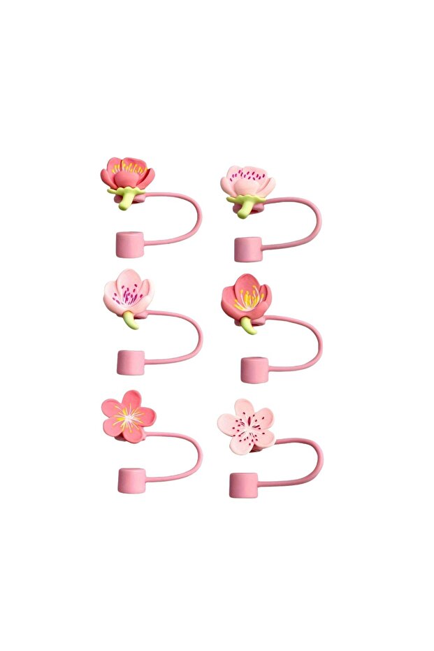 Termos Pipet Koruyucu 2 Adet Çiçek Pipet Koruyucu Silikon Pipet Kılıfı Pipet Tıpası - 4