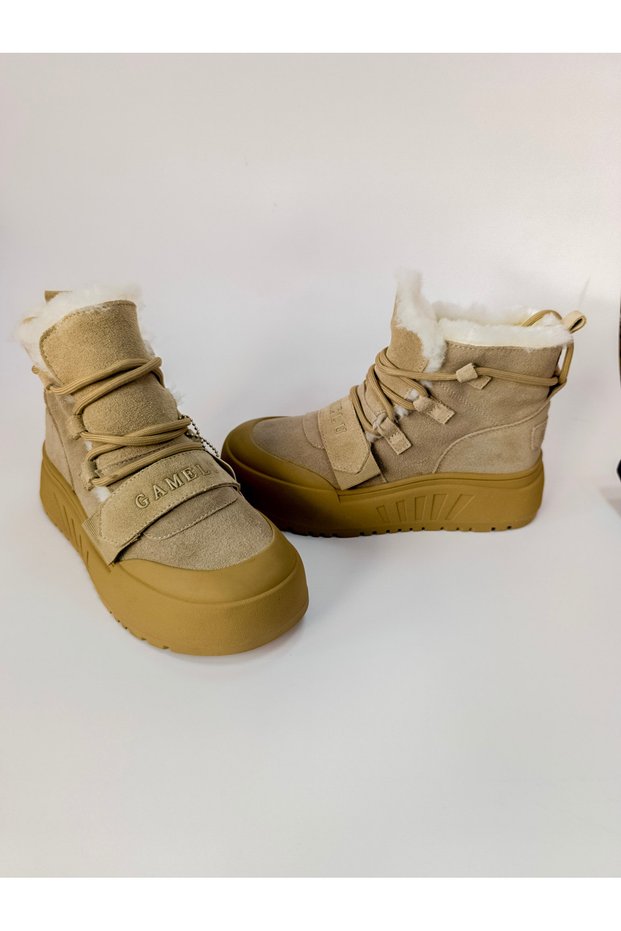 Women's Boots Rubber Soft Sole with Fur, with Cords and Laces, for Daily Outdoor Use