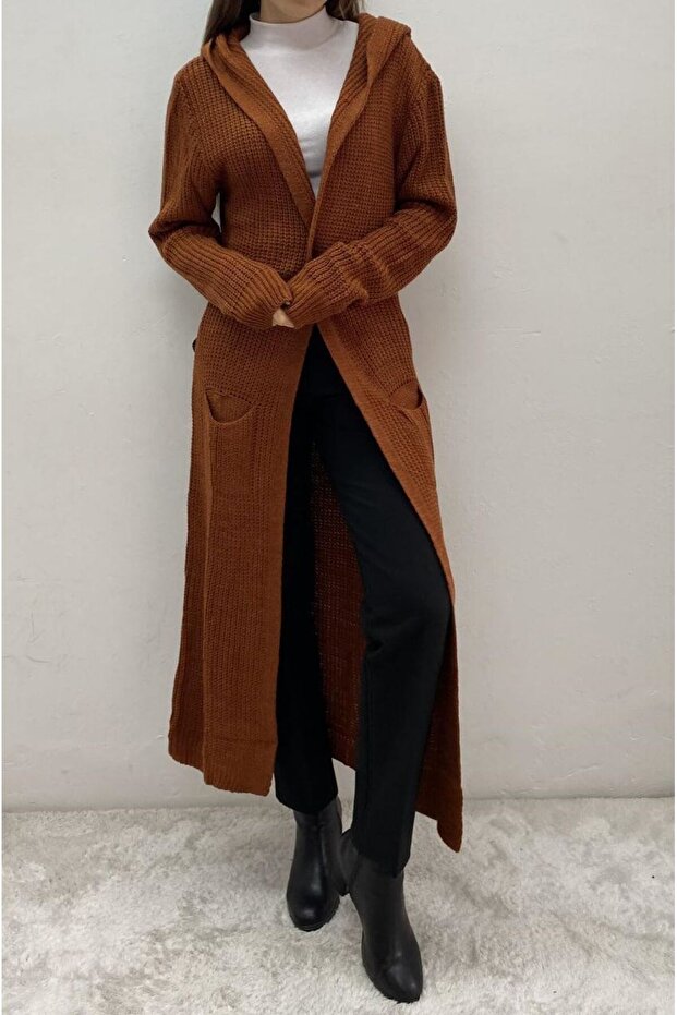 Selanik Hooded Long Cardigan