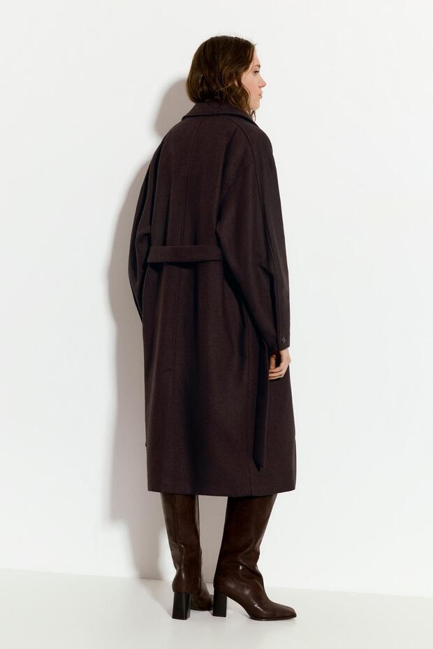 Kemerli kaşe palto - 4