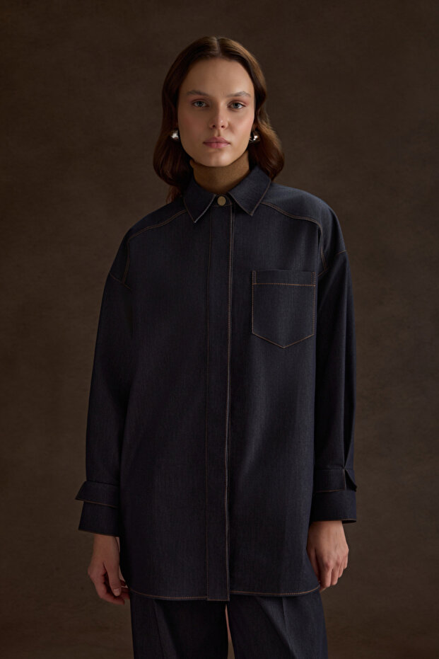 Denim Görünümlü Pantolon - 1