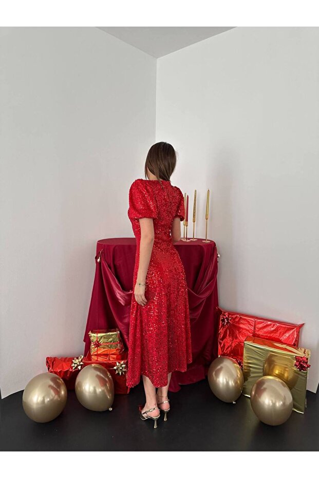 Kadın Midi Boy Pulpayet Elbise - 5