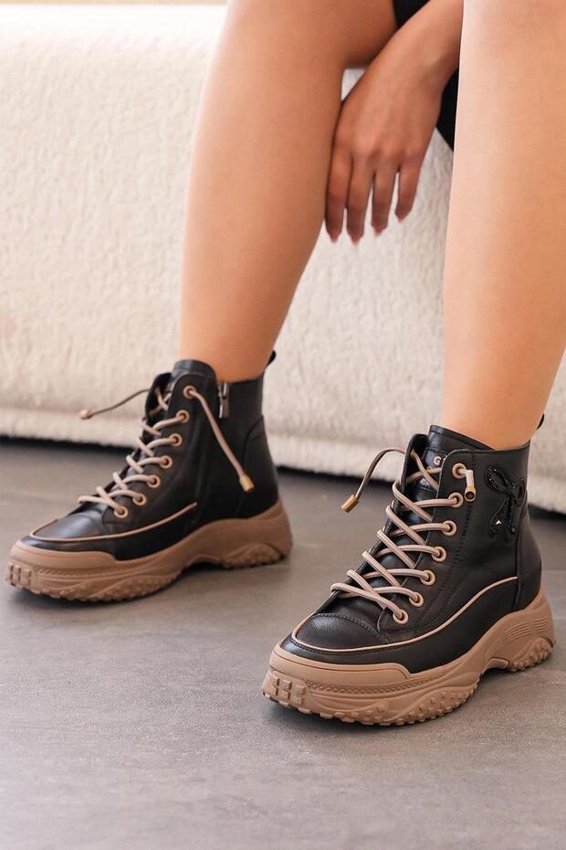 Jerry Imported Special Series Side Stone Detail Genuine Leather Women's Sport Boots Charcoal