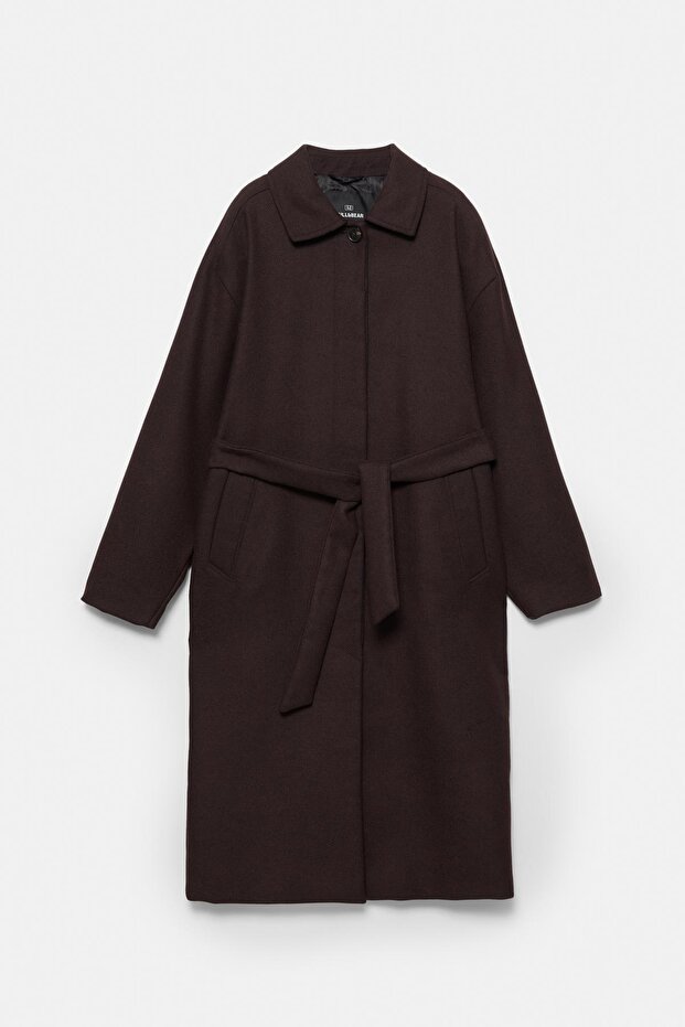Kemerli kaşe palto - 6