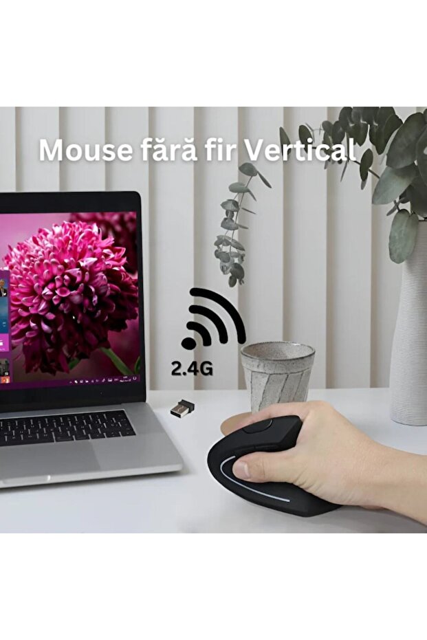 Ergonomic Wireless Vertical Mouse, 6 Buttons, 10m Range, Compatible with All Operating Systems - 7