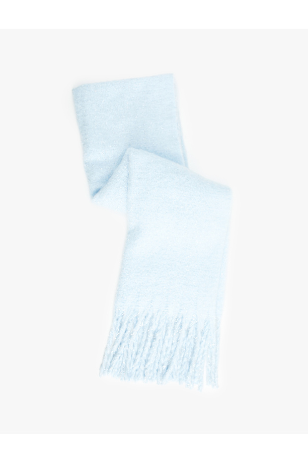 Sim Detailed Tasseled Long Scarf