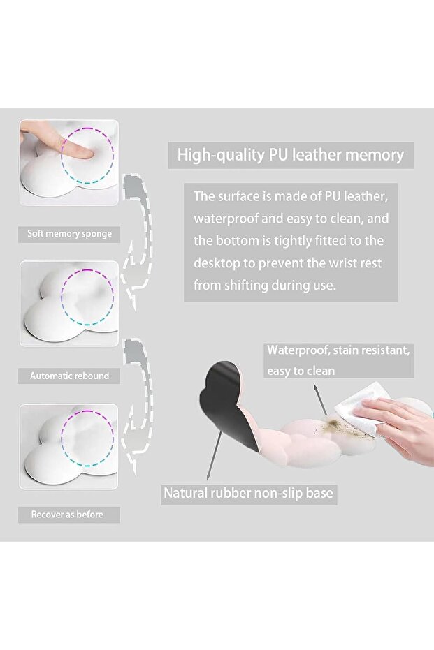 Cloud-shaped Memory Foam Wrist Rest Set for Keyboard and Mouse, 4 Pieces - 2