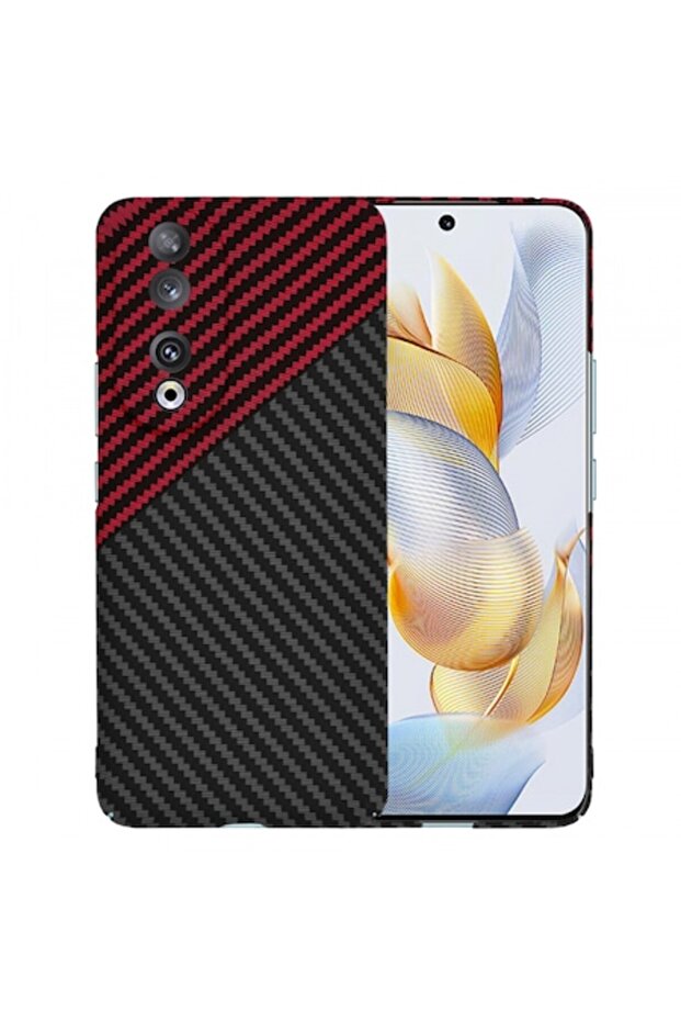 Case compatible with Honor 90, Carbonite FiberShell Vortex, Red - 1