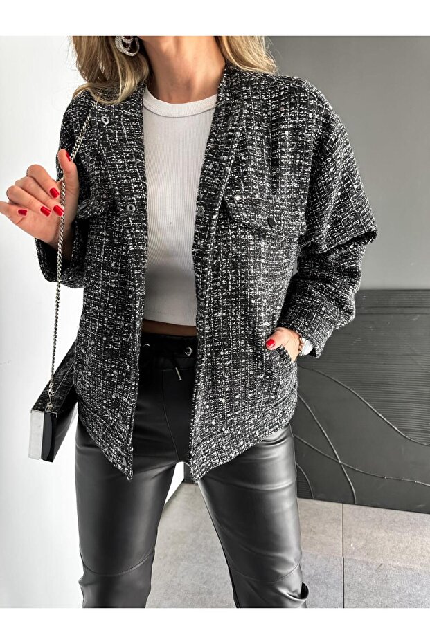Siyah Pullu Silver Tüvit Ceket - 3