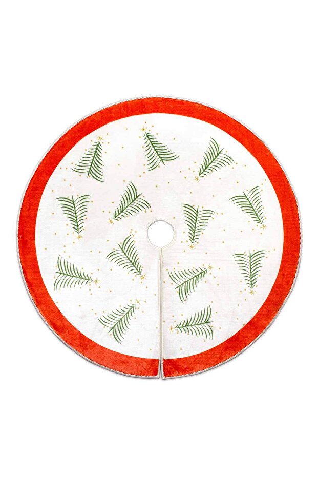 Yılbaşı Ağacı Altı Örtüsü | Yılbaşı Desenli Çam Ağacı Ayak Örtüsü Dot Tabanlı Halı | PAR0359 - 2