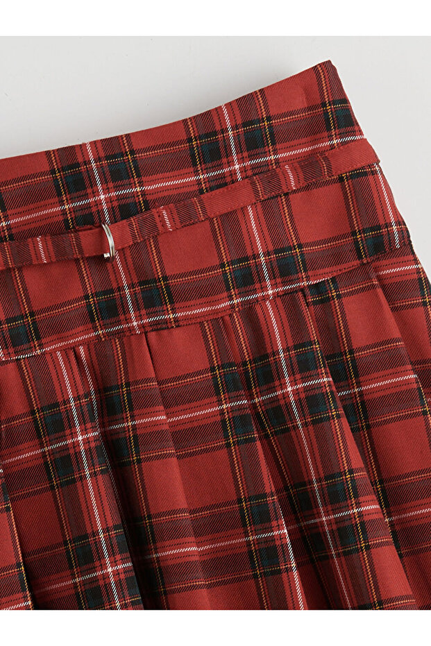 Ekose Pileli Kız Çocuk Etek - 2