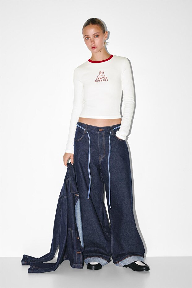 Ribanalı kaplan grafik baskılı tişört - 3