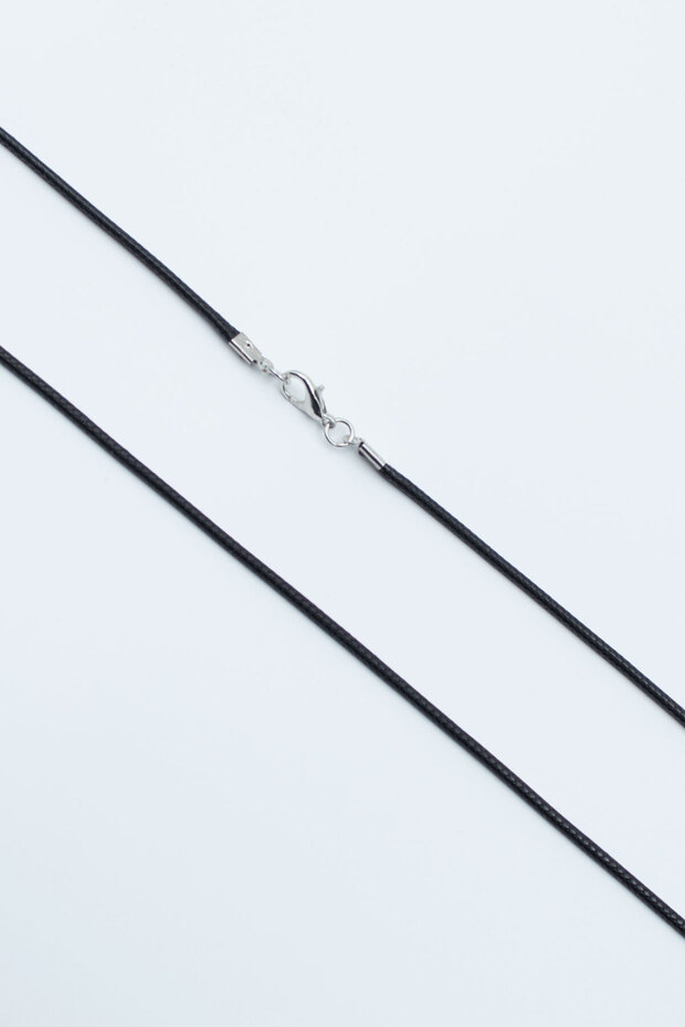 Minimal Ay Yıldız Gümüş Kaplama Deri İp Kolye - 2