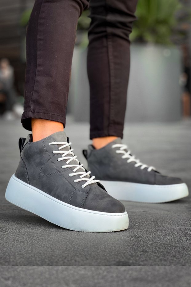 Men's Smoked White Daily Nubuck Boots High Sole Comfortable Stylish Lightweight Water Resistant Sports Boots Postal Boots
