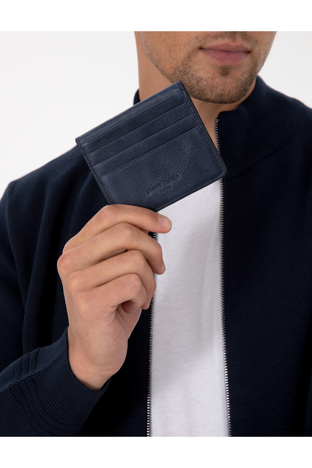 Men's Navy Blue 100% Leather Wallet 50321924-Vr033