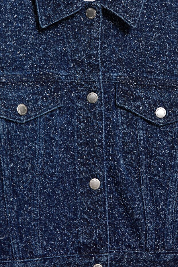 Dokulu denim ceket - 7