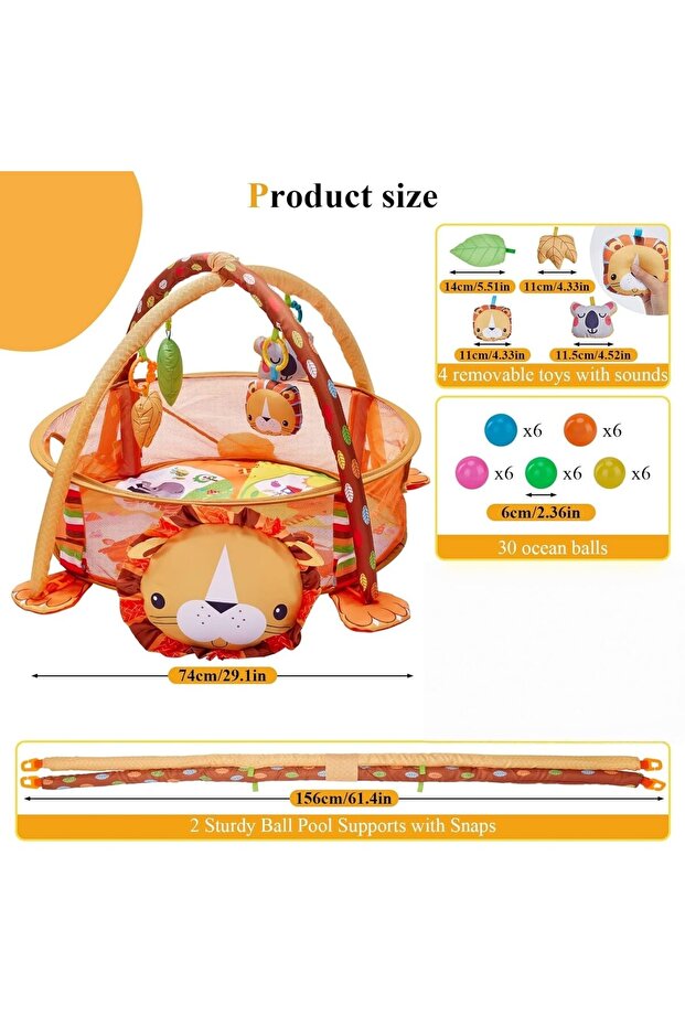 ® 3-in-1 activity mat, interactive center, hanging toys, soft, 0+ months. - 1