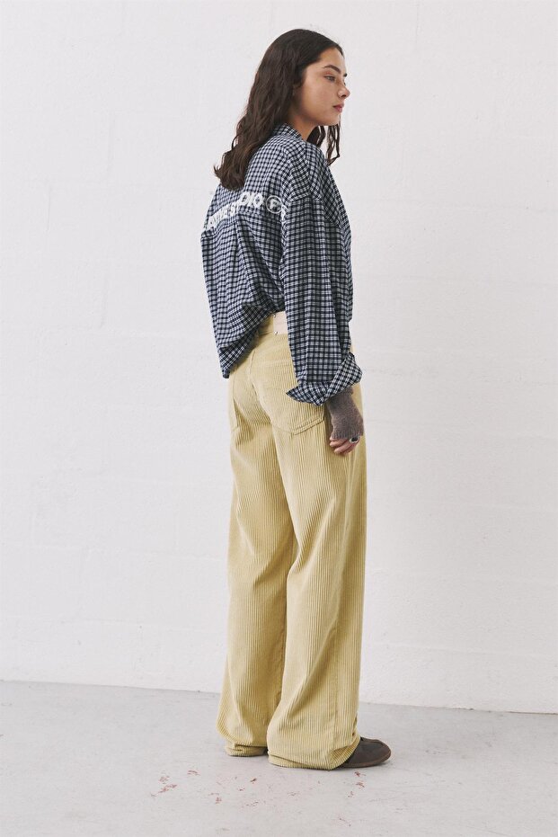 Kadife geniş paça pantolon - 5