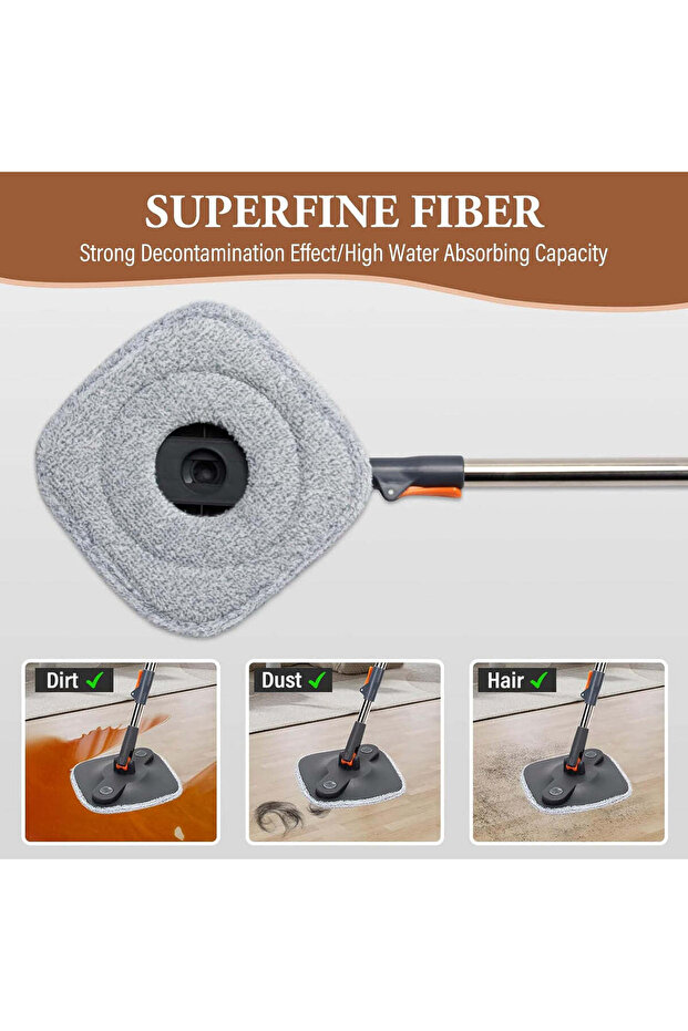 Spin Mop and Bucket Set with 3 macrofibre Replaceable Mop Pads - 6