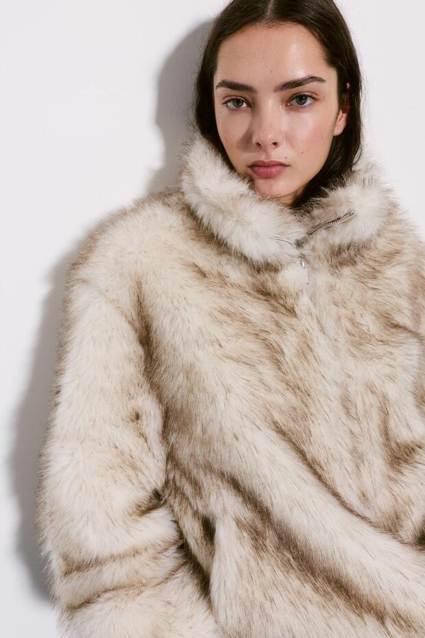 Fermuarlı kürk ceket - 3