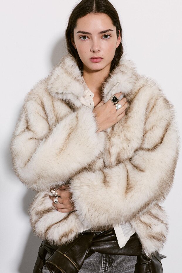 Fermuarlı kürk ceket - 7