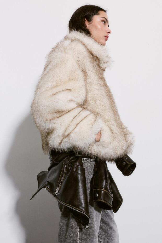 Fermuarlı kürk ceket - 1