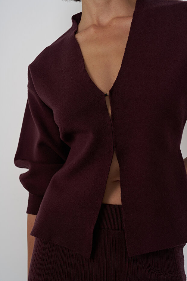 Agraflı Triko Hırka - 5