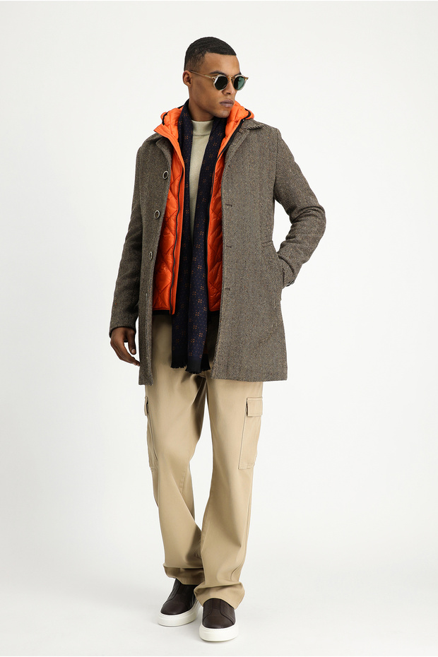 معطف صوف منقوش - 1