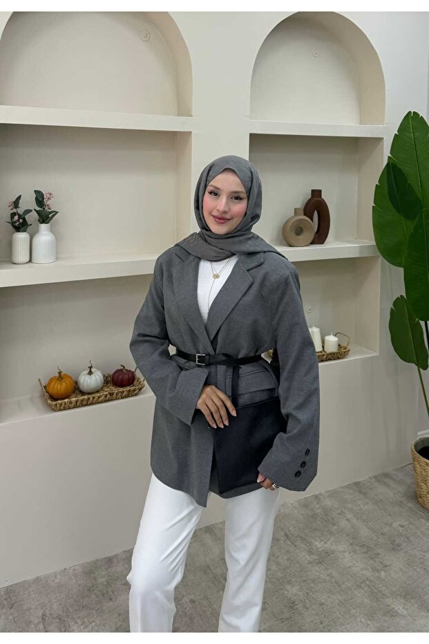 Linen Single Button Blazer Jacket - 1