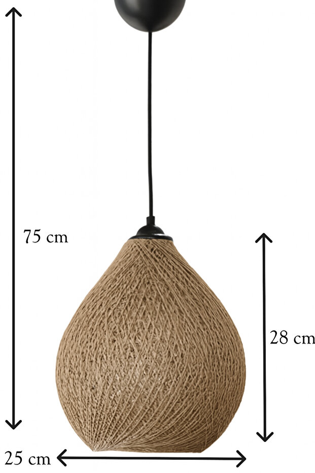 Boho Damla -Dekoratif Doğal Jüt Avize, Hasır Avize, Bohem Avize, Rustik Avize, Salaş El Yapımı Avize - 2